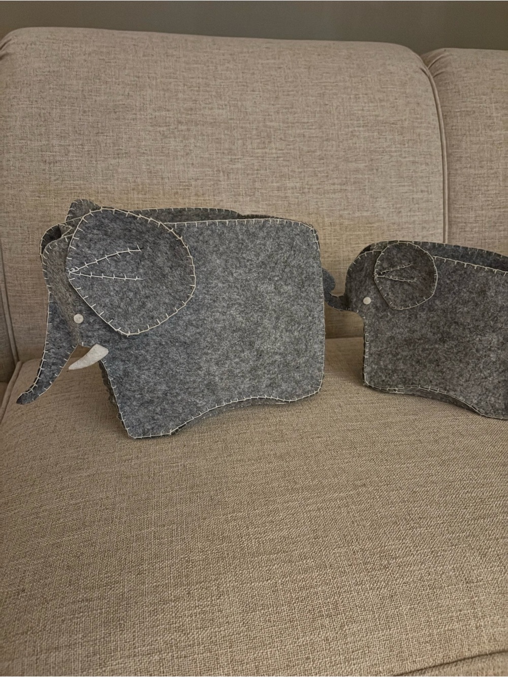 Pottery Barn Kids Gray Felt Elephant Decorative Toys